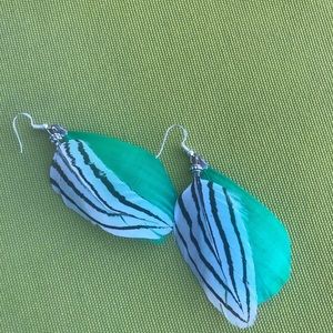 Feathered earrings two tone